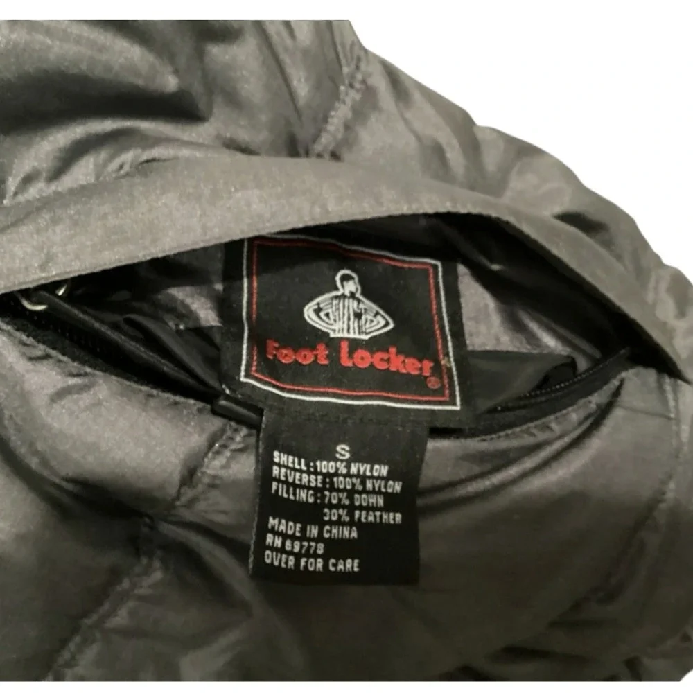 FOOT LOCKER Reversible Puffer Vest DOWN/FEATHER HEAVY Dark Silver & Black SIZE S